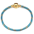3mm blue and gold woven snake chain bracelet with cylindrical push clasp for charms - 16cm / Blue Gold Spiral Snake Chain (Barrel Clasp) / Blue Gold