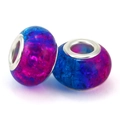 Blue-purple gradient glass charm beads with crackle texture and metal core - Blue/Purple Gradient Cracked Style (018)