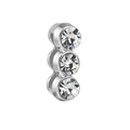 10mm zilveren roestvrijstalen schuifbedel met drie ronde heldere kristallen voor armbanden - Normale Specificatie / Triple Steen (37)