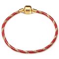 Red and gold braided snake chain bracelet with a polished cylindrical metal clasp - 16cm / Red and Gold Spiral (18)