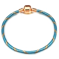 Blue 3mm snake chain bracelet with rose gold accents and a cylindrical barrel clasp - 16cm / Blue Gold Spiral Snake Chain (21)