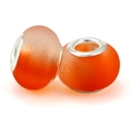 Orange gradient matte glass large hole beads with silver metal core for DIY bracelets - Orange Frosted Style (008)