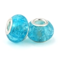 Blue ice-cracked gradient glass beads with silver core for DIY bracelet making - Light Blue Ice Cracked Style (029)