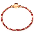 3mm red and gold woven snake chain bracelet with a polished metallic barrel clasp - 16cm / Red Gold Spiral Snake Chain (24)