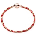 Red and gold twisted spiral 3mm copper bracelet with round rose gold ball clasp - 16cm / Red Gold Spiral Snake Chain with Ball Clasp (25)
