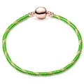 Green and gold snake chain bracelet with rose gold spherical clasp on white background - 16cm / Green Gold Spiral Snake Chain (26) / Green Gold