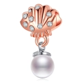 Colgante concha oro rosa con strass y perla blanca para pulseras de cuentas - Colgante Perla Artificial Concha (016)