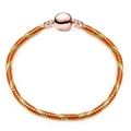 Brown Pandora-style copper bracelet featuring a rose gold and gold spiral twist texture - 16cm / Two-tone Gold Spiral Snake Chain (30) / Two-tone Gold