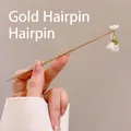 Elegant gold hair stick with white flowers and green bead tassels in hand - Gold Style (2#) / Gold