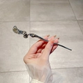 Minimalist silver liquid metal hair stick with artistic wave design and polished finish - Minimalist Wave Style (2#) / Silver