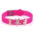 Rose pink silicone bracelet with rose gold pineapple star and shell charms - Pineapple Pentagram Style (001)