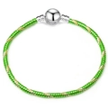 Adjustable green snake chain bracelet with silver clasp for women in elegant minimalist style - 16cm / Emerald Green & Gold