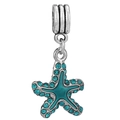 Silver starfish charm bead with blue crystals for DIY jewelry bracelets - Blue Rhinestone Starfish Style (019)