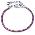 Purple and gold snake chain bracelet with lobster clasp and heart charm detail - 16cm / Purple Gold