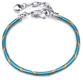 3mm blue and gold woven snake chain bracelet with silver heart charm and clasp - 16cm / Blue Gold