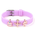 Purple silicone bracelet with sunflower beads and cartoon cake charms with pin buckle - Cake And Airplane Charms (005)