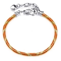 Adjustable orange and gold woven rope bracelet with silver lobster clasp and heart charm - 16cm / Orange Gold Woven Bracelet (41)
