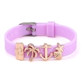 Purple silicone bracelet with gold summer themed charms including anchor and camera - Camera And Starfish Charms (010)