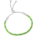 Adjustable 3mm snake chain bracelet with green and gold woven texture and silver slide clasp - 16cm / Green & Gold Spiral Snake Chain - Silver Adjustable Clasp (48)