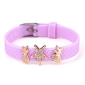 Purple 10mm silicone bracelet with rose gold pineapple and star charms - Pineapple And Star Charms (016)
