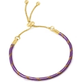 Adjustable snake chain bracelet in purple and gold plating with sliding clasp - 16cm / Purple & Gold Spiral Snake Chain - Gold Adjustable Clasp (49)