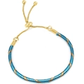 Adjustable blue and gold spiral snake chain bracelet with sliding ball clasp - 16cm / Blue & Gold Spiral Snake Chain - Gold Adjustable Clasp (50)