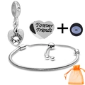 Silver snake chain bracelet set with heart charms and Forever Friends engraving - Forever Friends Infinity Style (034)