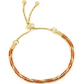 Adjustable copper bracelet featuring orange and gold spiral texture with a slider buckle - 16cm / Orange and Gold Spiral Texture (52)