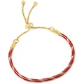 Adjustable gold bead chain bracelet with red and gold twisted rope for women - 16cm / Red and Gold Spiral Texture (53)