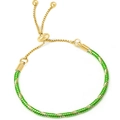 Adjustable 3mm green snake chain bracelet with gold-tone sliding bolo clasp closure - 16cm / Green and Gold Spiral Texture (54)