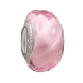Pink translucent glass bead charm with S925 sterling silver core and engraved mark - Normal Specification / 925 Silver Core Pink Lampwork Bead (74) / Pink