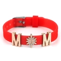 Red 10mm silicone belt bracelet with golden MOM charms and adjustable needle buckle - MOM Starburst Style(022)