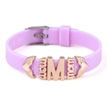 Adjustable purple silicone bracelet with gold letter M and mom charm accessories - Mom And Wings Charms (023)