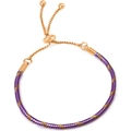 Adjustable 3mm snake chain bracelet in purple and gold spiral pattern with sliding clasp - 16cm / Purple and Gold Spiral Texture (55)