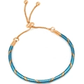 3mm rose gold and metallic blue snake chain bracelet with adjustable bolo slider clasp - 16cm / Rose Gold & Blue Spiral Snake Chain (56)