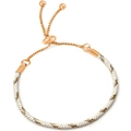 Adjustable copper bracelet featuring a woven white and gold texture and rose gold clasp - 16cm / Rose Gold & White Spiral Snake Chain (57)
