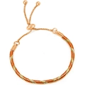 Adjustable rose gold snake bone chain bracelet with orange woven texture and bolo clasp - 16cm / Rose Gold & Orange Spiral Snake Chain (58)