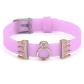 Adjustable light purple silicone bracelet with rose gold crown and ring charms - Crown And Ring Charms (030)