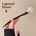 Handcrafted sandalwood hair pin with elegant white 3D flower for traditional hairstyles - Simple Hundred Flowers Style (1#) / White / 0.0