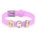 Adjustable light purple silicone bracelet with unicorn and my angel charms for women - Unicorn And Angel Charms (031)