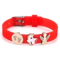 Red 10mm adjustable silicone bracelet with unicorn, angel, and footprint charms - Unicorn Angel Paw Style(032)