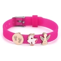 Rose red silicone bracelet with unicorn charm and my angel footprint beads - Angel Unicorn Style (032)