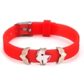 Red 10mm silicone strap bracelet with unicorn and gold heart charms for kids - Unicorn Heart Wing Style(036)