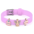 Purple silicone charm bracelet with sunflower beads and 'my angel' heart pendant - Angel And Cake Charms (038)