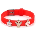 Red 10mm silicone strap bracelet with adjustable buckle and angel cake charms - Birthday Cake Angel Style(039)