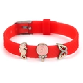 Red silicone charm bracelet with seahorse, lollipop and butterfly crystal pendants - Seahorse Lollipop Butterfly Style(040)