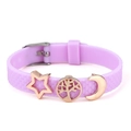 Adjustable light purple silicone bracelet with star, tree of life and moon charms - Star And Tree Of Life Charms (041)