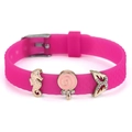 Rose pink silicone bracelet with sea horse, lollipop and butterfly charms - Seahorse Lollipop Butterfly Style (040)