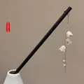 Sandalwood hair stick with white lily of the valley pendants for traditional updos - 6# Su Wan Wind Chime Style