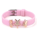 Bracelet en silicone rose avec breloques rose doré en forme d'ananas et étoile - Style Ananas et Étoile (016)